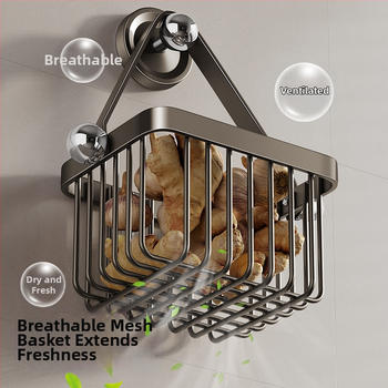 Nástenný kuchynský organizér na cibuľu, zázvor a cesnak — uhlíková oceľ, nosnosť približne 5 kg, povrchová úprava sprejom plastu, model Cftg13999nyb