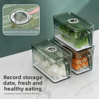 Кутия за съхранение в хладилник – запечатана за свежест, преносима и с възможност за подреждане, материал PP+PET