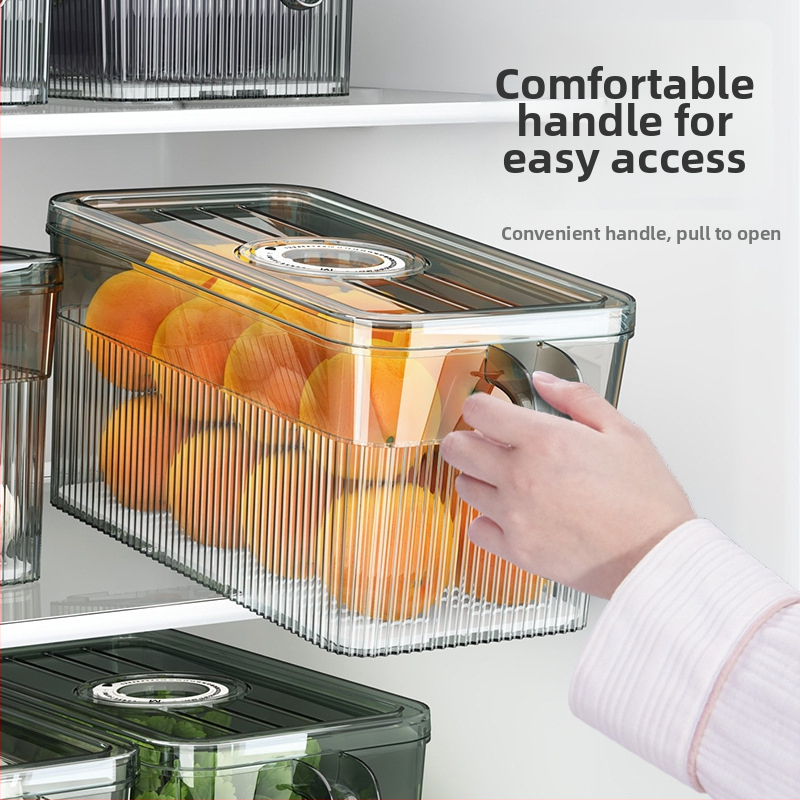 Кутия за съхранение в хладилник – запечатана за свежест, преносима и с възможност за подреждане, материал PP+PET