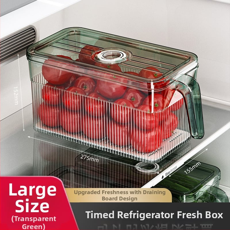 Кутия за съхранение в хладилник – запечатана за свежест, преносима и с възможност за подреждане, материал PP+PET