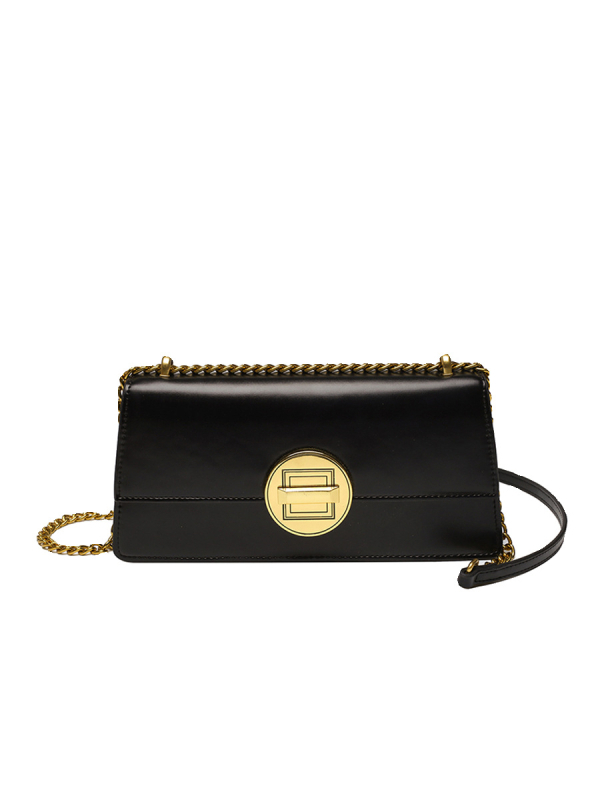 Unisex torbica za pazuh s lancem i kopčom, PU materijal, crossbody dizajn, zima 2024, podstava od dvostruke kože