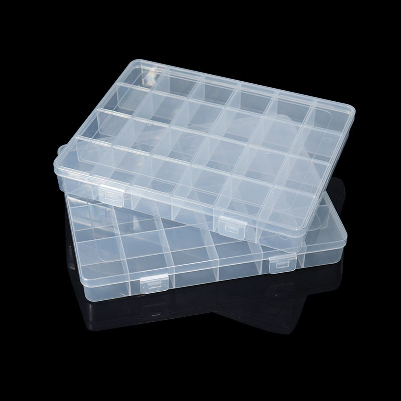 Cutie de depozitare cu 24 compartimente, protecție la praf, plastic PP, cu capac, pentru scule, echipamente hardware, accesorii pescuit și componente electronice