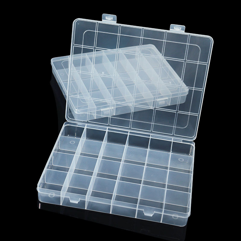 Cutie de depozitare cu 24 compartimente, protecție la praf, plastic PP, cu capac, pentru scule, echipamente hardware, accesorii pescuit și componente electronice