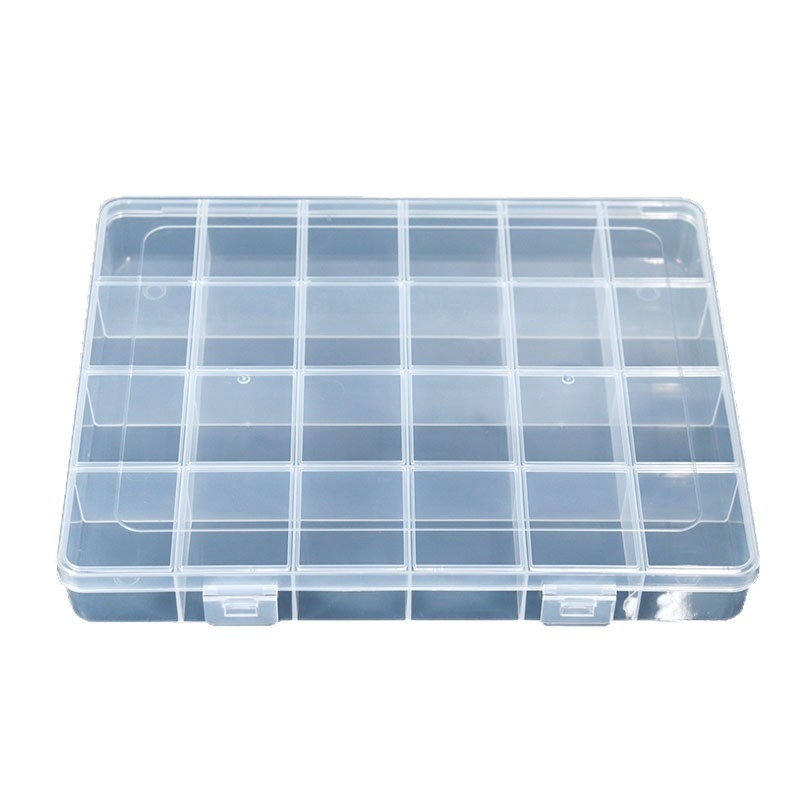 Cutie de depozitare cu 24 compartimente, protecție la praf, plastic PP, cu capac, pentru scule, echipamente hardware, accesorii pescuit și componente electronice