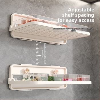 Kuchynský organizér na taniere s nasávacím systémom, tri úrovne, na stenu bez vŕtania, ABS+PET, nosnosť 5 kg