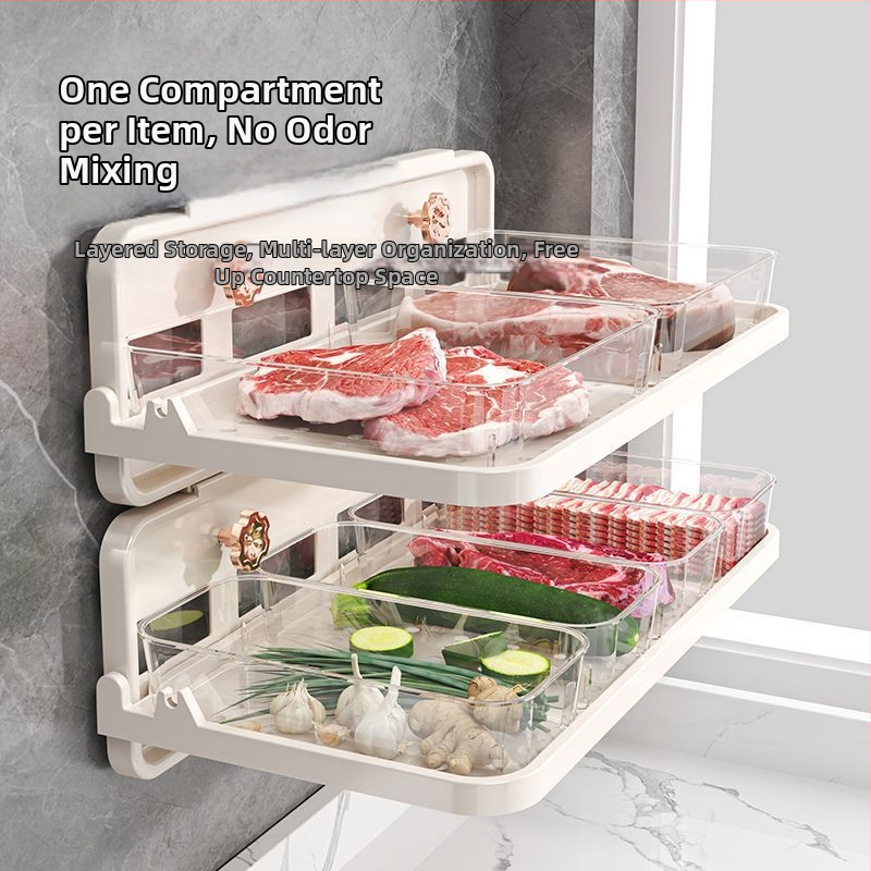 Kuchynský organizér na taniere s nasávacím systémom, tri úrovne, na stenu bez vŕtania, ABS+PET, nosnosť 5 kg