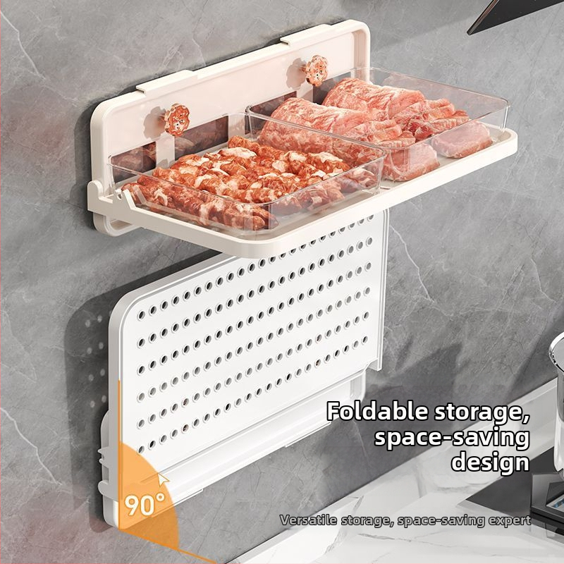 Kuchynský organizér na taniere s nasávacím systémom, tri úrovne, na stenu bez vŕtania, ABS+PET, nosnosť 5 kg