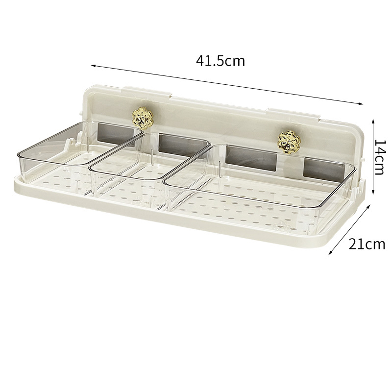 Οργανωτής πιάτων κουζίνας με βεντούζες, τριών επιπέδων, εγκατάσταση στον τοίχο χωρίς διάτρηση, ABS+PET, χωρητικότητας 5 kg