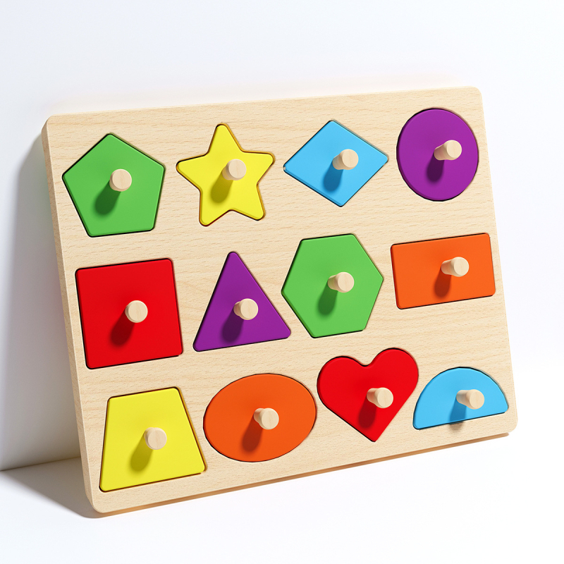 Panou-puzzle din lemn, tridimensional, pentru copii, cu forme de animale și fructe, stil Montessori pentru învățare timpurie (Vârsta 4–6 ani; Origine Zhejiang; Categoria: ilustrații și panouri)