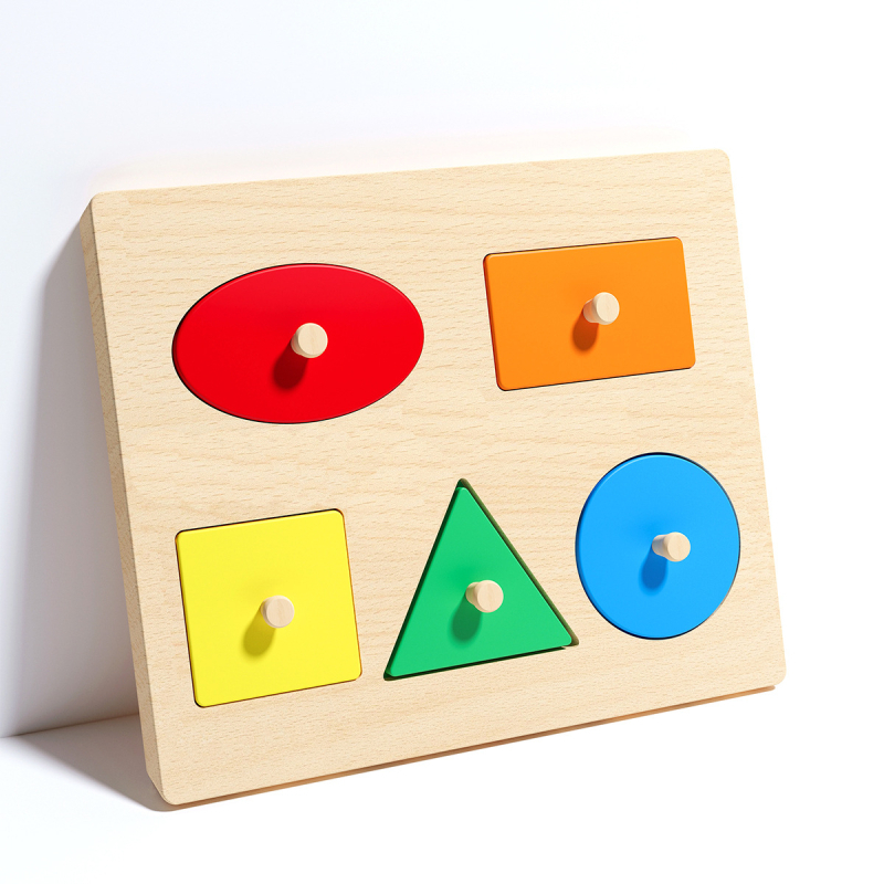 Panou-puzzle din lemn, tridimensional, pentru copii, cu forme de animale și fructe, stil Montessori pentru învățare timpurie (Vârsta 4–6 ani; Origine Zhejiang; Categoria: ilustrații și panouri)