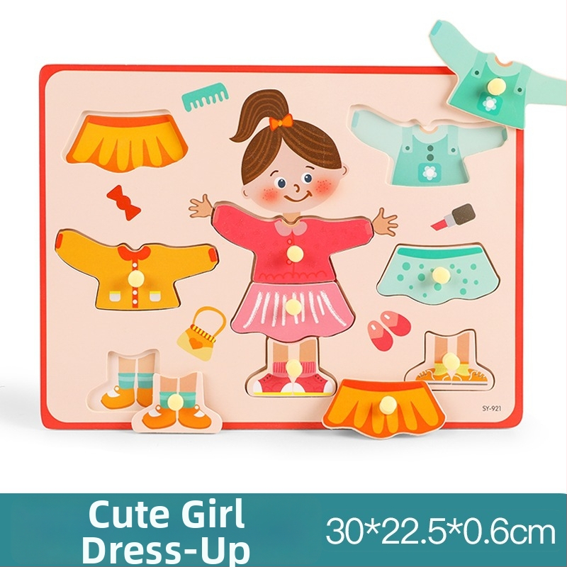 Panou-puzzle din lemn, tridimensional, pentru copii, cu forme de animale și fructe, stil Montessori pentru învățare timpurie (Vârsta 4–6 ani; Origine Zhejiang; Categoria: ilustrații și panouri)