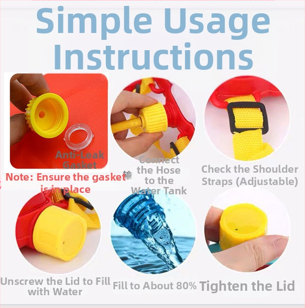 Πυροβόλο νερού με ιμάντες πλάτης - Πλαστικό παιχνίδι νερού για παιδιά 4–6 ετών, 3C πιστοποιημένο