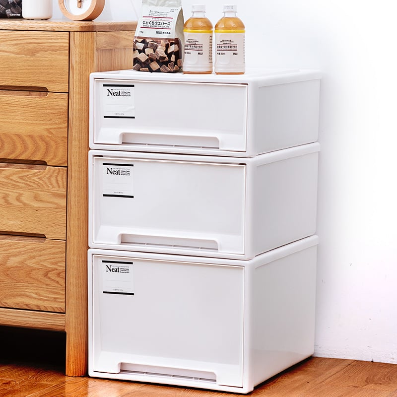 Kutija za pohranu s ladicama, japanskog stila, model 1801, kapacitet 65 L, plast, otporna na vlagu, za garderobu