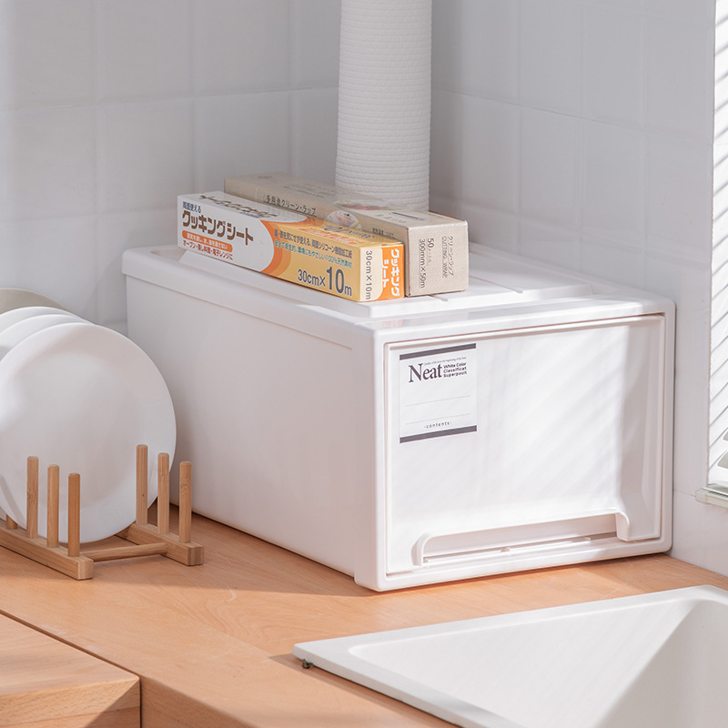 Kutija za pohranu s ladicama, japanskog stila, model 1801, kapacitet 65 L, plast, otporna na vlagu, za garderobu