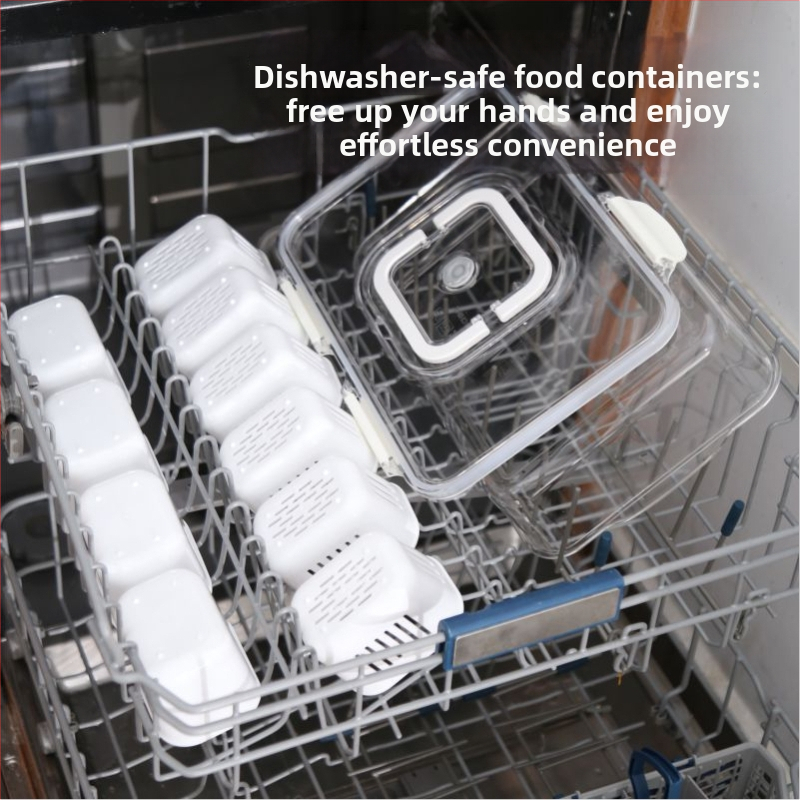 Хладилна кутия за съхранение с осем отделения, устойчива на съдомиялна машина, хранителна пластмаса, запечатан капак, преносима