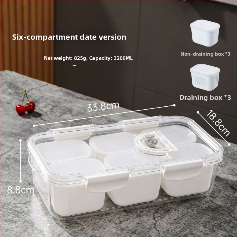 Хладилна кутия за съхранение с осем отделения, устойчива на съдомиялна машина, хранителна пластмаса, запечатан капак, преносима