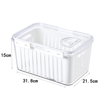 Хладилна кутия за съхранение, модерен стил на простота, хранителна класа, запечатана, с дренаж, запазва свежест, пластмасова