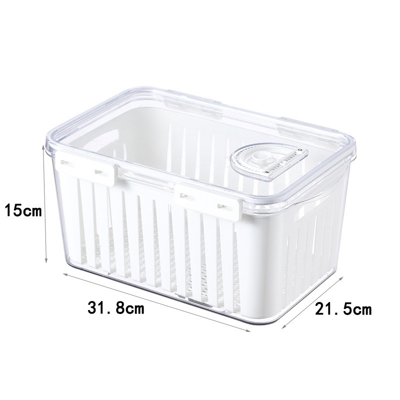 Хладилна кутия за съхранение, модерен стил на простота, хранителна класа, запечатана, с дренаж, запазва свежест, пластмасова