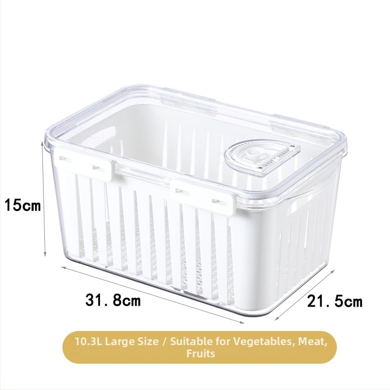 Хладилна кутия за съхранение, модерен стил на простота, хранителна класа, запечатана, с дренаж, запазва свежест, пластмасова