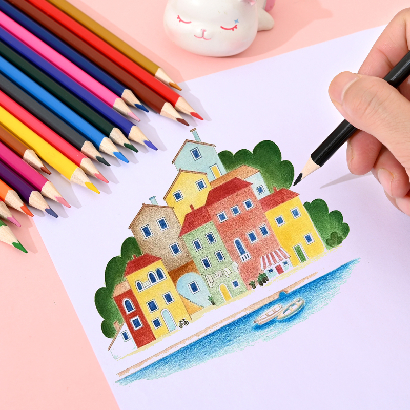 Детски рисуващи моливи, дървен корпус, HB графит, триъгълен корпус, за рисуване