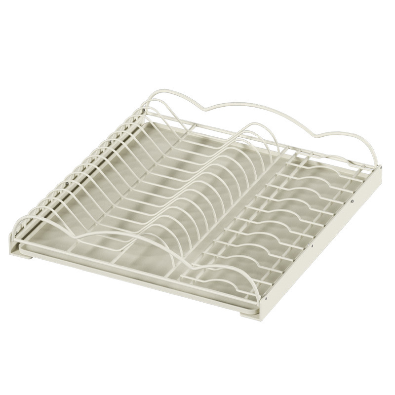 Raft de bucătărie pentru vase, tip sertar, sârmă din fier, încorporat, suport de drenaj pentru farfurii, stil modern minimalist