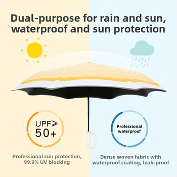 Детски чадър с автоматично отваряне, 8 ребра, фибърни спици, дълга дръжка, UPF 50+ – за училище