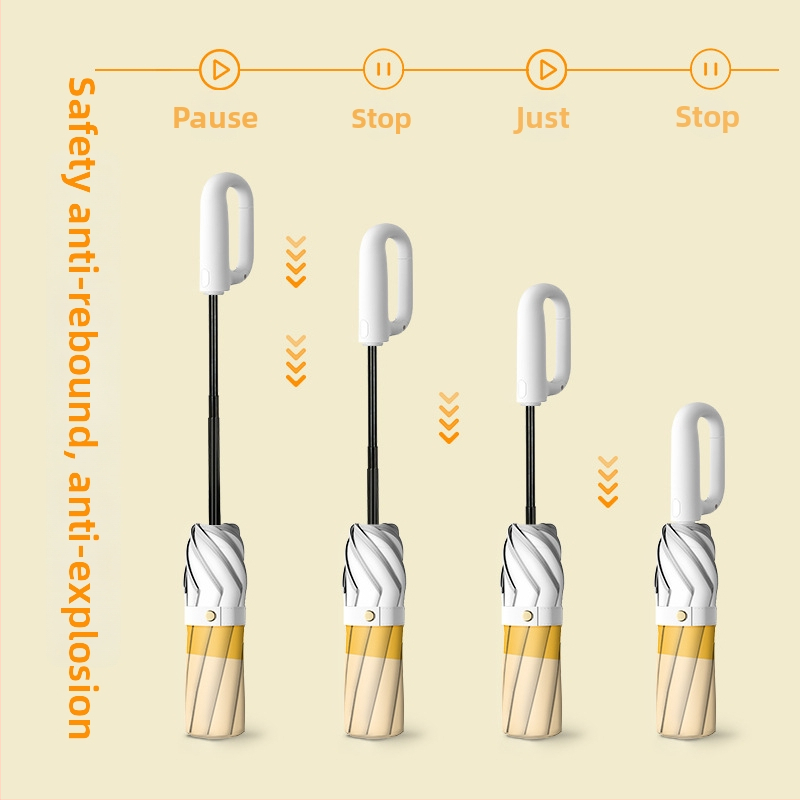 Детски чадър с автоматично отваряне, 8 ребра, фибърни спици, дълга дръжка, UPF 50+ – за училище