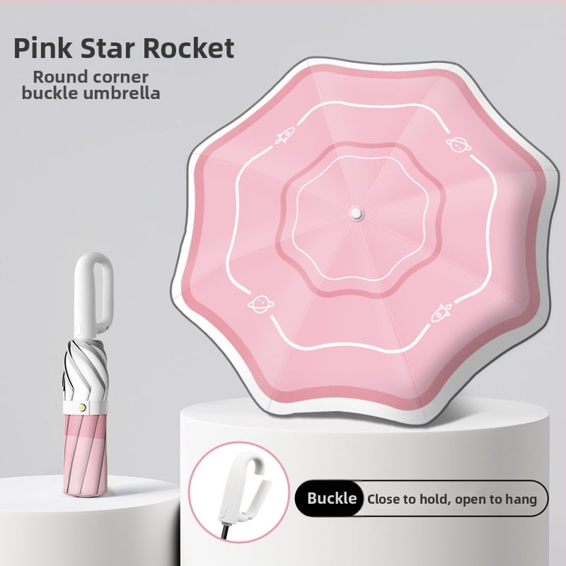 Детски чадър с автоматично отваряне, 8 ребра, фибърни спици, дълга дръжка, UPF 50+ – за училище