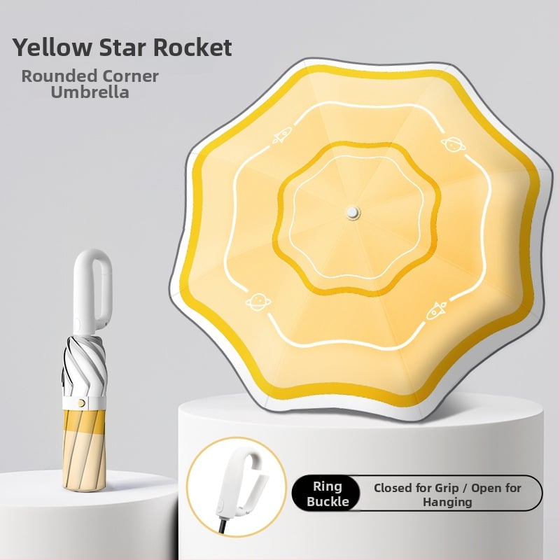 Детски чадър с автоматично отваряне, 8 ребра, фибърни спици, дълга дръжка, UPF 50+ – за училище