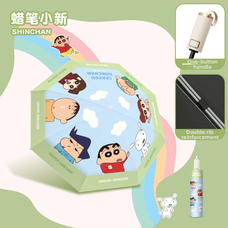 Детски чадър с автоматично отваряне, 8 ребра, фибърни спици, дълга дръжка, UPF 50+ – за училище