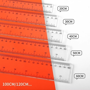Riglă lungă, rezistentă la uzură, cu precizie înaltă pentru desen și măsurare, din plastic, pentru elevi