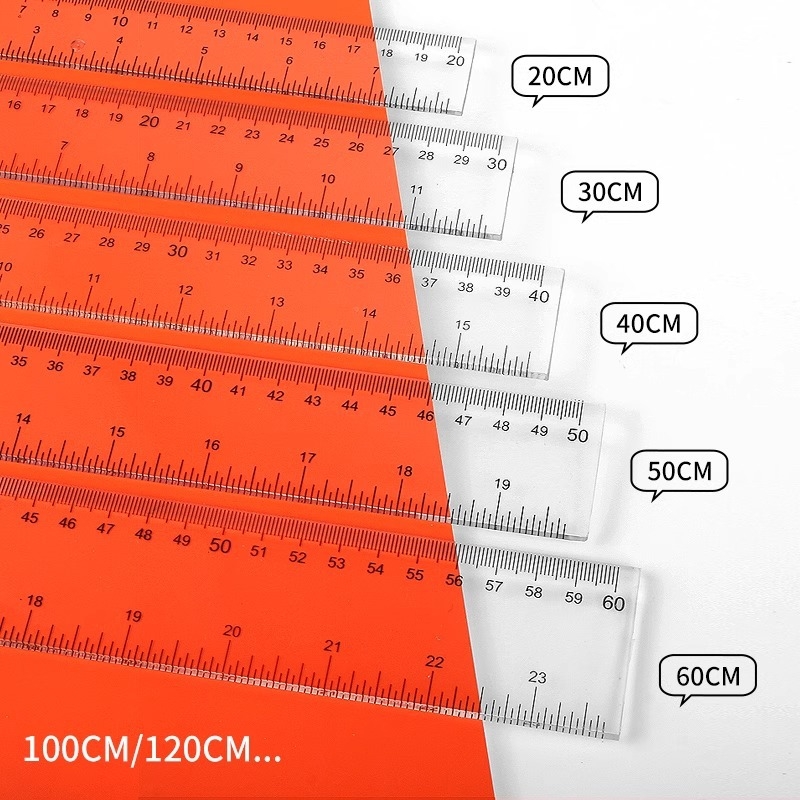 Riglă lungă, rezistentă la uzură, cu precizie înaltă pentru desen și măsurare, din plastic, pentru elevi