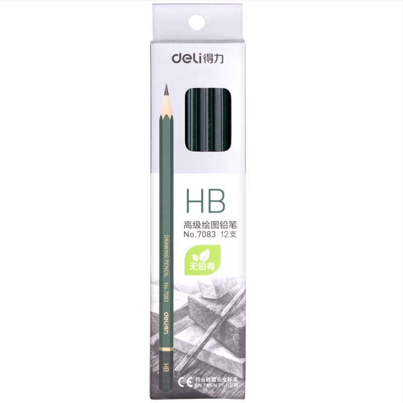 Drveni grafitni olovka set za crtanje s 2H, F, 2B, 4B, 6B, u kutiji od 12 komada