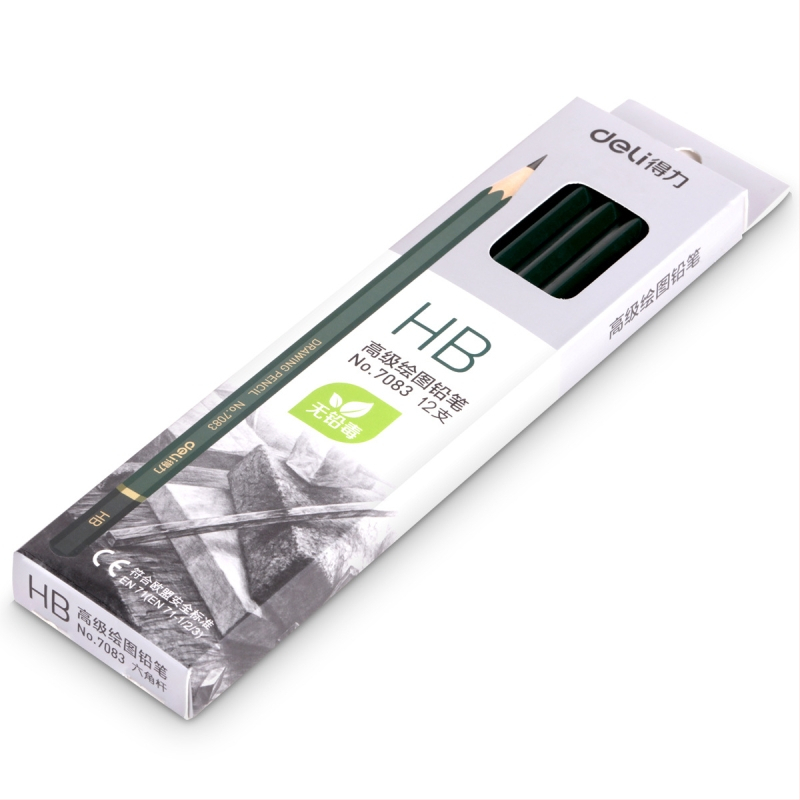 Drveni grafitni olovka set za crtanje s 2H, F, 2B, 4B, 6B, u kutiji od 12 komada