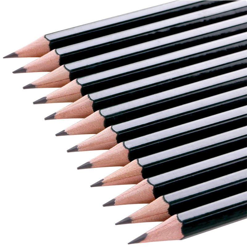 Drveni grafitni olovka set za crtanje s 2H, F, 2B, 4B, 6B, u kutiji od 12 komada