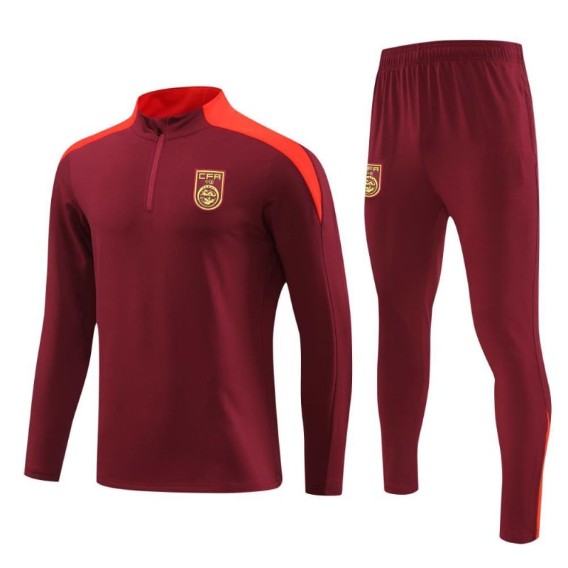 Nogometni trening kostim s dugim rukavima, polu-zip zatvarač, stojeći ovratnik, poliester tkanina