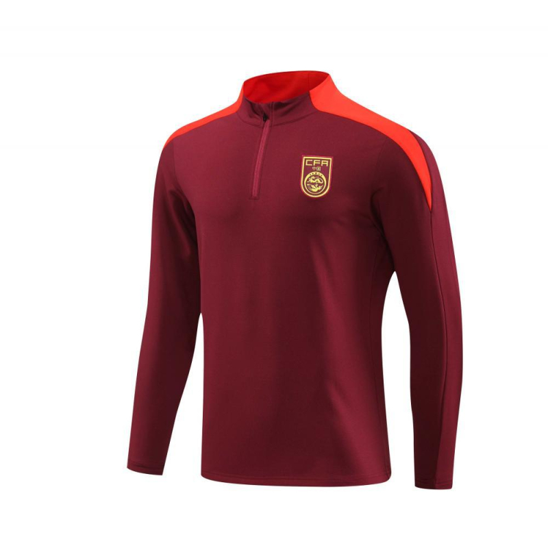 Nogometni trening kostim s dugim rukavima, polu-zip zatvarač, stojeći ovratnik, poliester tkanina