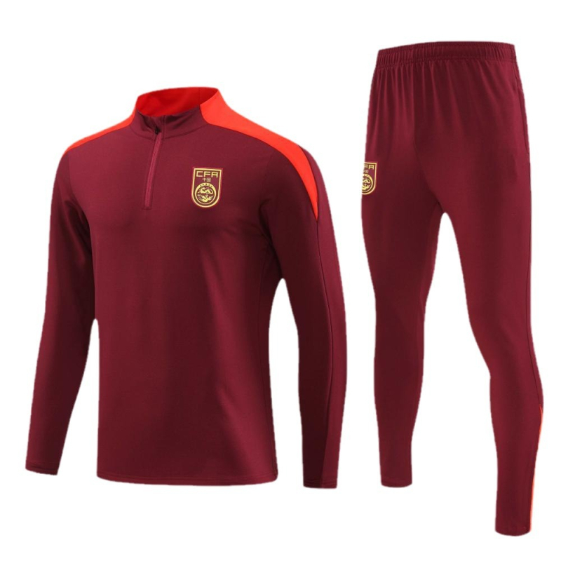 Nogometni trening kostim s dugim rukavima, polu-zip zatvarač, stojeći ovratnik, poliester tkanina