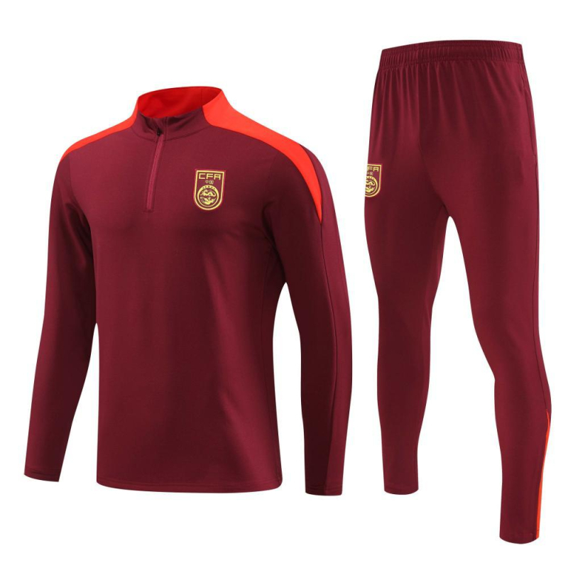 Nogometni trening kostim s dugim rukavima, polu-zip zatvarač, stojeći ovratnik, poliester tkanina