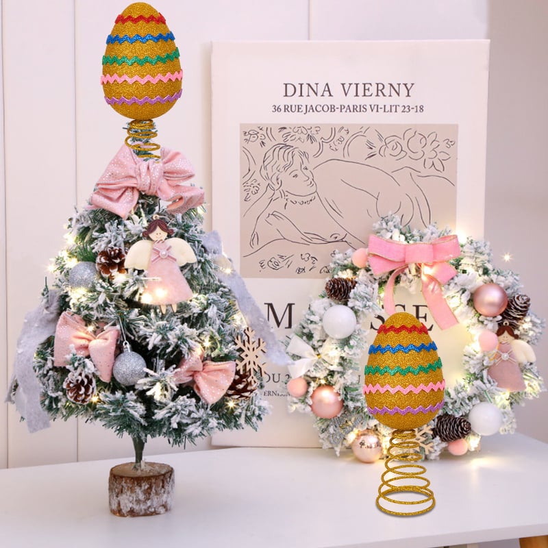 Украса за елха – Пасхален мотив с ивици, върхова украса за коледно дърво, модерен минималистичен стил