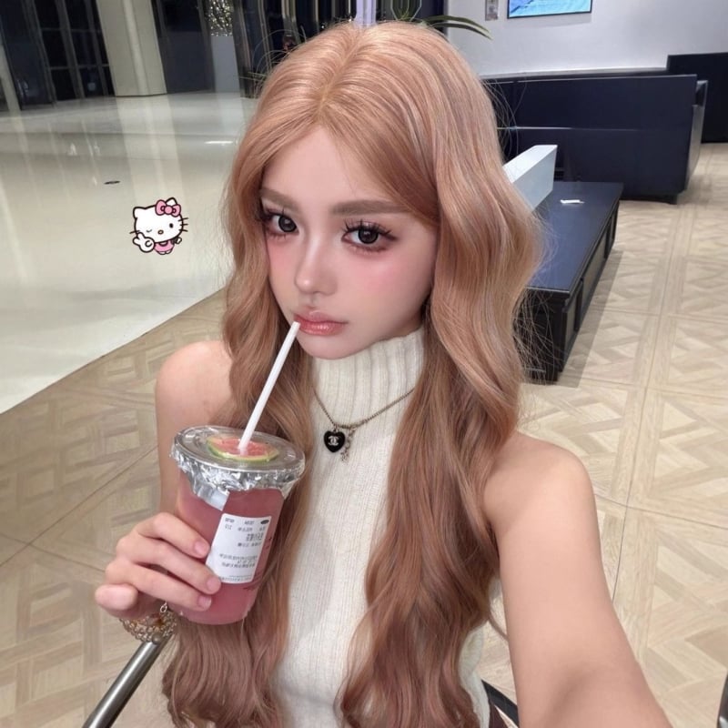 Perika za žene, duga kosa s srednjim razdjelom, potpuna sintetička perika, vlakna visoke temperature, nije moguće bojiti