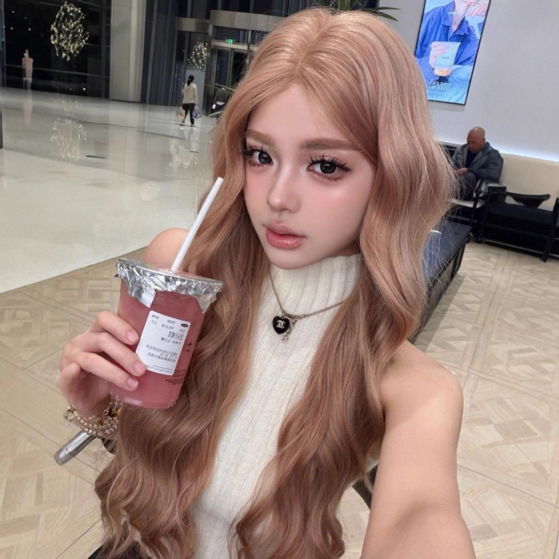 Perika za žene, duga kosa s srednjim razdjelom, potpuna sintetička perika, vlakna visoke temperature, nije moguće bojiti