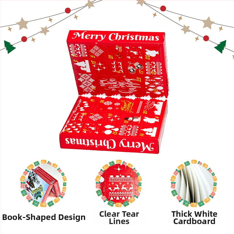 Slijepa kutija sa 24 rupa, kutija u obliku knjige, laminirani karton, crtani stil