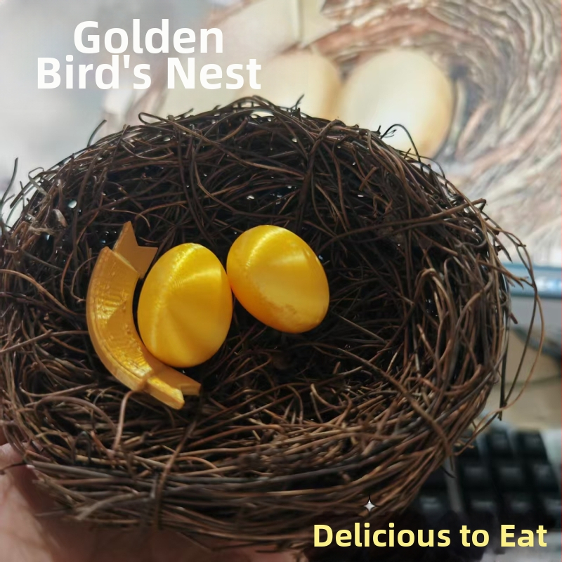 Кристален модел-орнамент Delta Action – златно гнездо на птица с яйце, пластмасов, печатна изработка, без персонализация, IP не е разрешено.