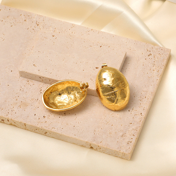 Naušnice od nehrđajućeg čelika, 18K pozlaćene, jajastog geometrijskog ovalnog oblika, retro stil za žene