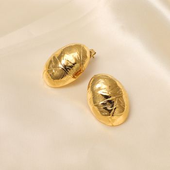 Naušnice od nehrđajućeg čelika, 18K pozlaćene, jajastog geometrijskog ovalnog oblika, retro stil za žene