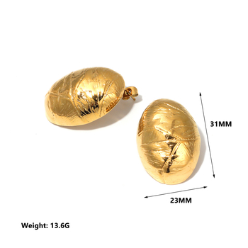 Naušnice od nehrđajućeg čelika, 18K pozlaćene, jajastog geometrijskog ovalnog oblika, retro stil za žene