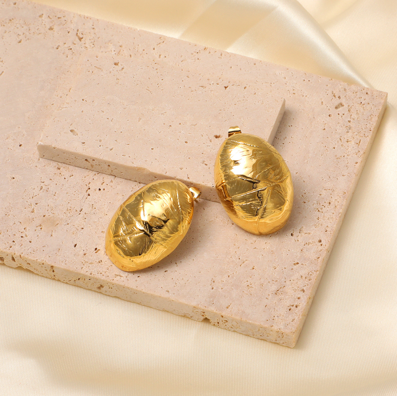 Naušnice od nehrđajućeg čelika, 18K pozlaćene, jajastog geometrijskog ovalnog oblika, retro stil za žene