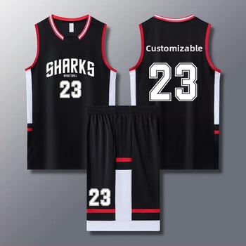 Vlastný basketbalový set pre deti – unisex polyesterový dres a vesta, vhodný na leto, jar a jeseň