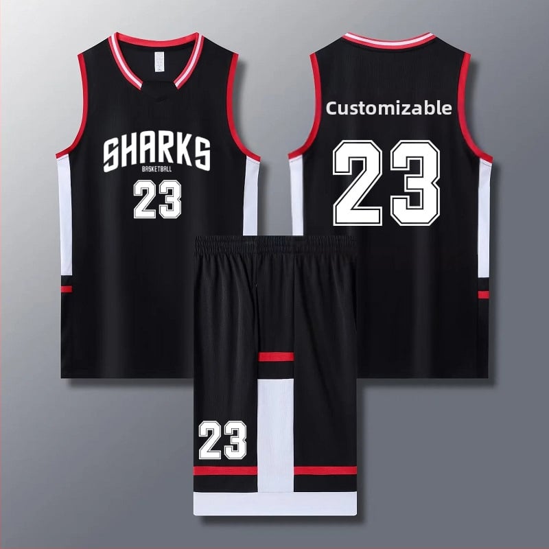 Vlastný basketbalový set pre deti – unisex polyesterový dres a vesta, vhodný na leto, jar a jeseň